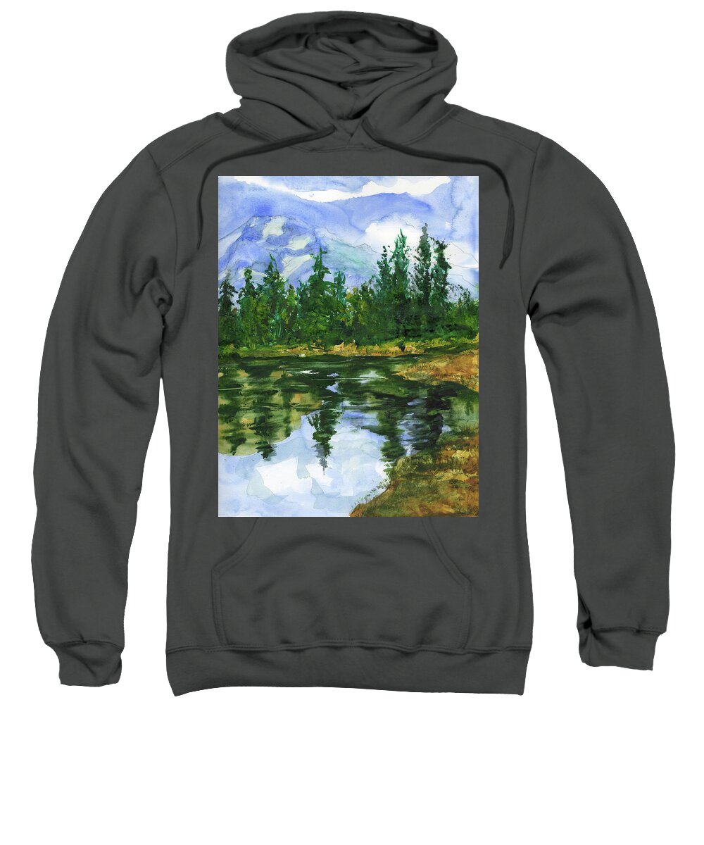 Big Bear Sweatshirt featuring the painting North End of The Lake by Randy Sprout