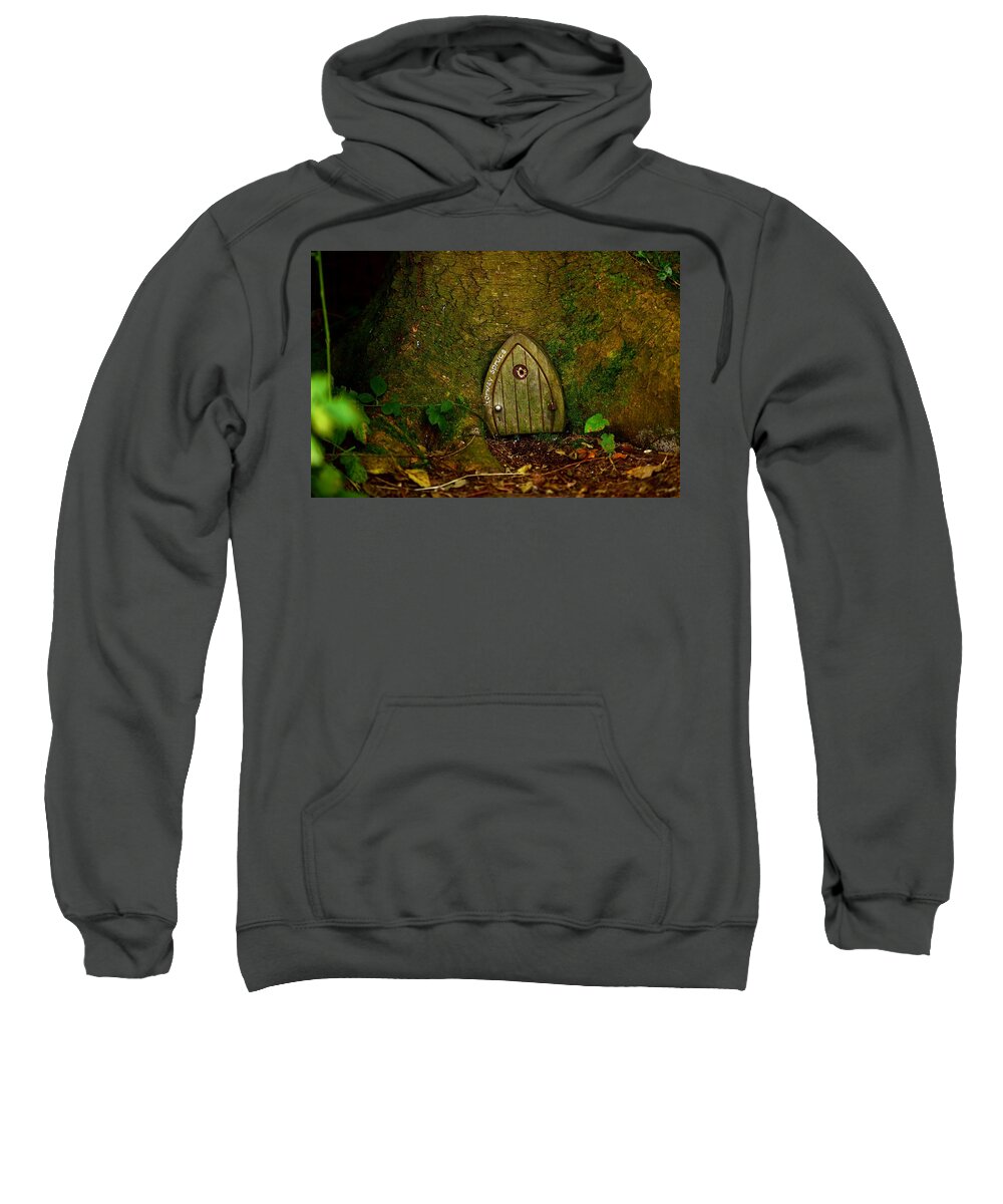 Norway Spruce Sweatshirt featuring the photograph Norway Spruce Fairy Door by Neil R Finlay