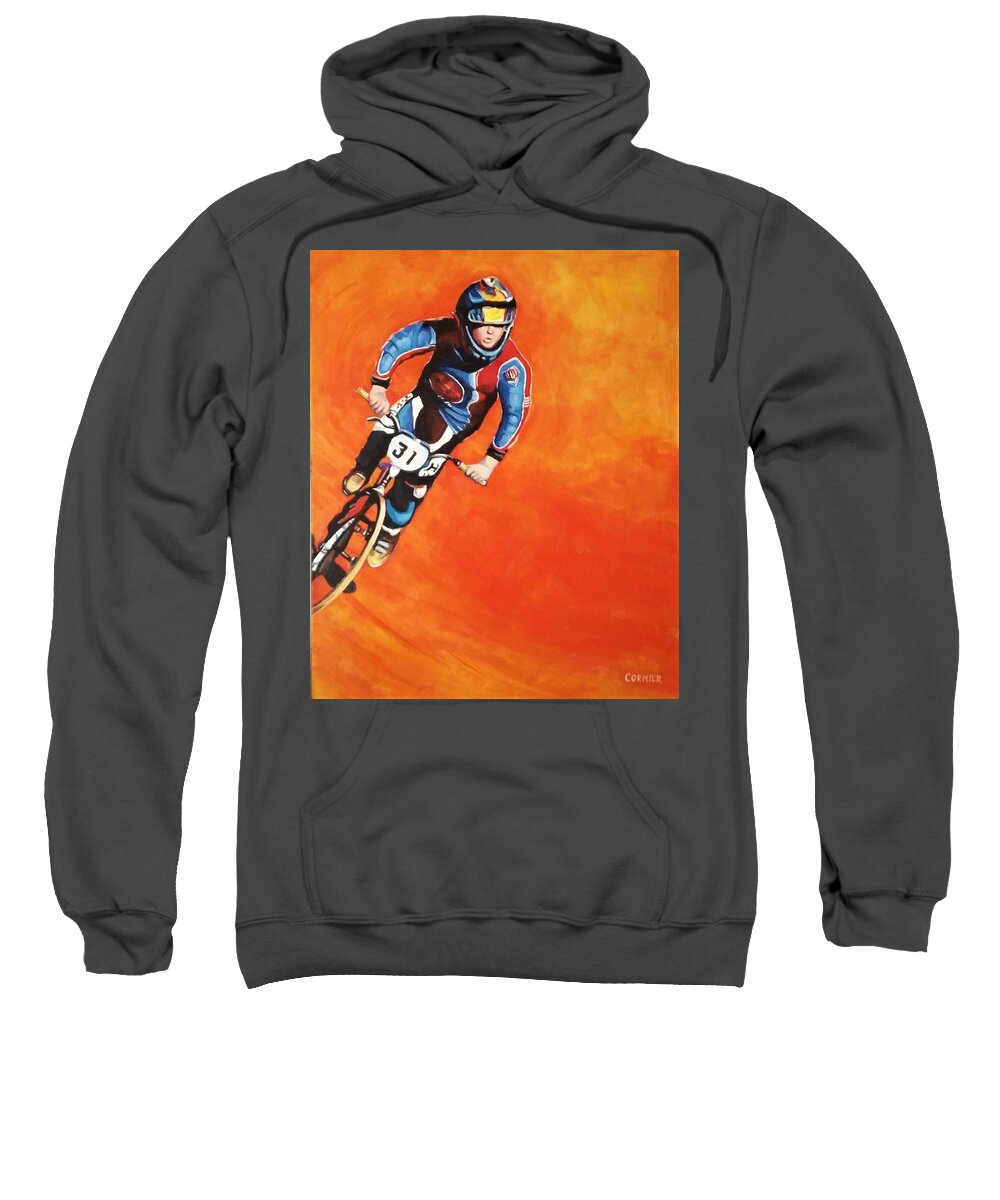 Biking Sweatshirt featuring the painting Number 31 by Jean Cormier