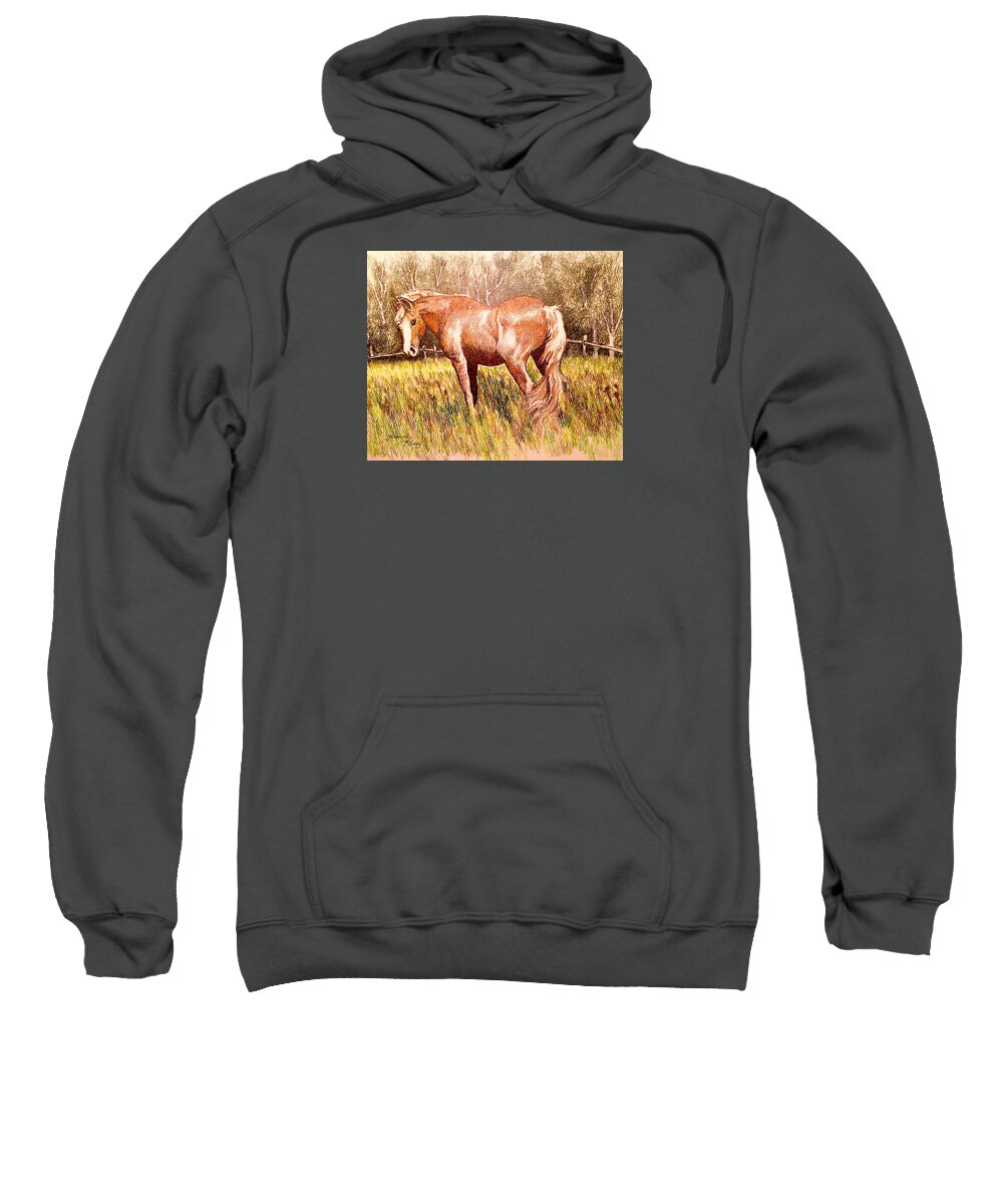 Horse Sweatshirt featuring the drawing Old Pal by Yvonne Blasy