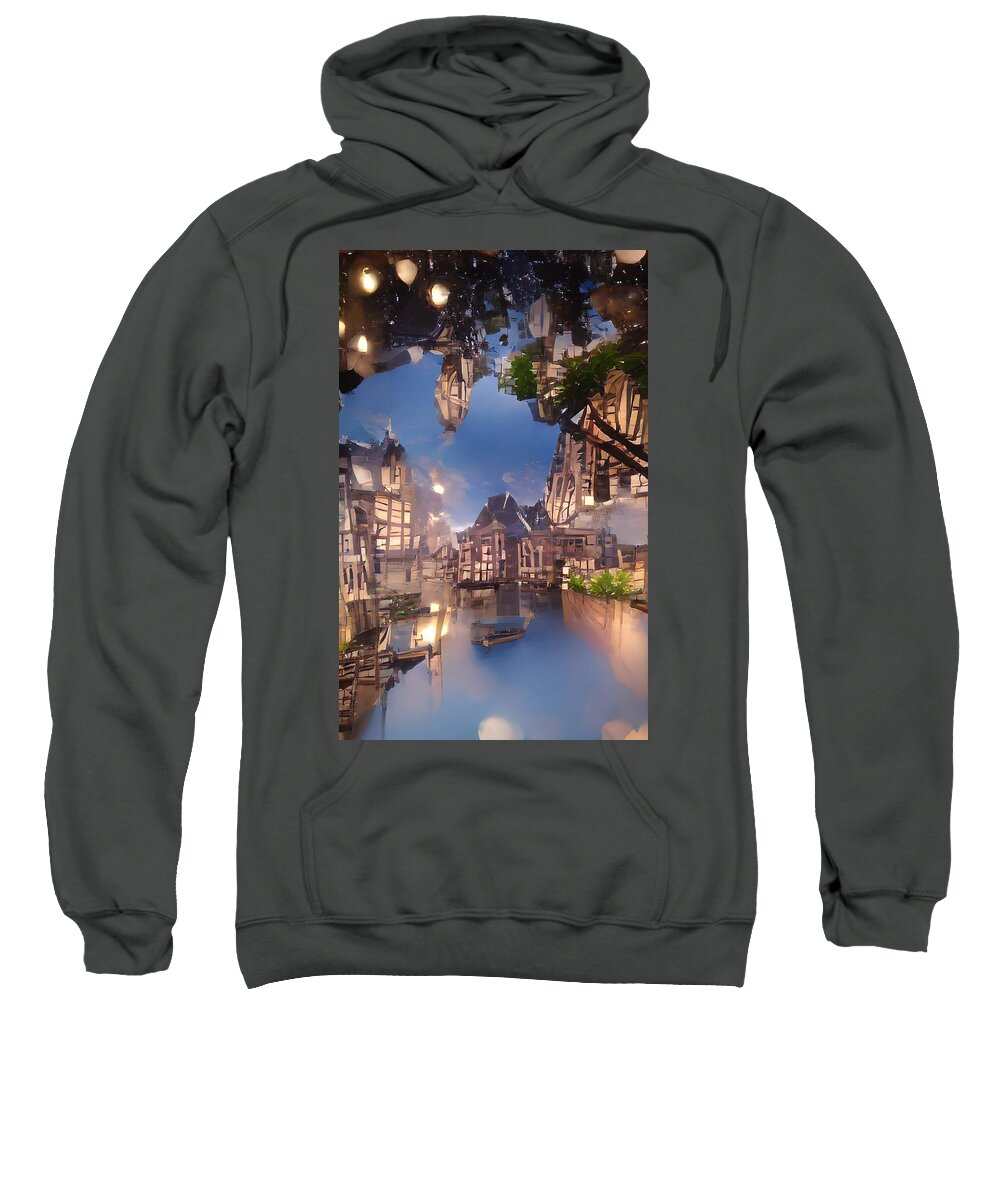  Sweatshirt featuring the digital art Old Town by Rod Turner
