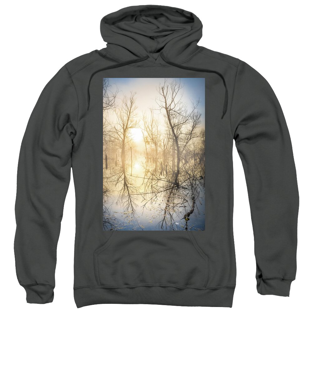 Abstract Sweatshirt featuring the photograph Ominous Trees In This Misty Lake by Jordan Hill