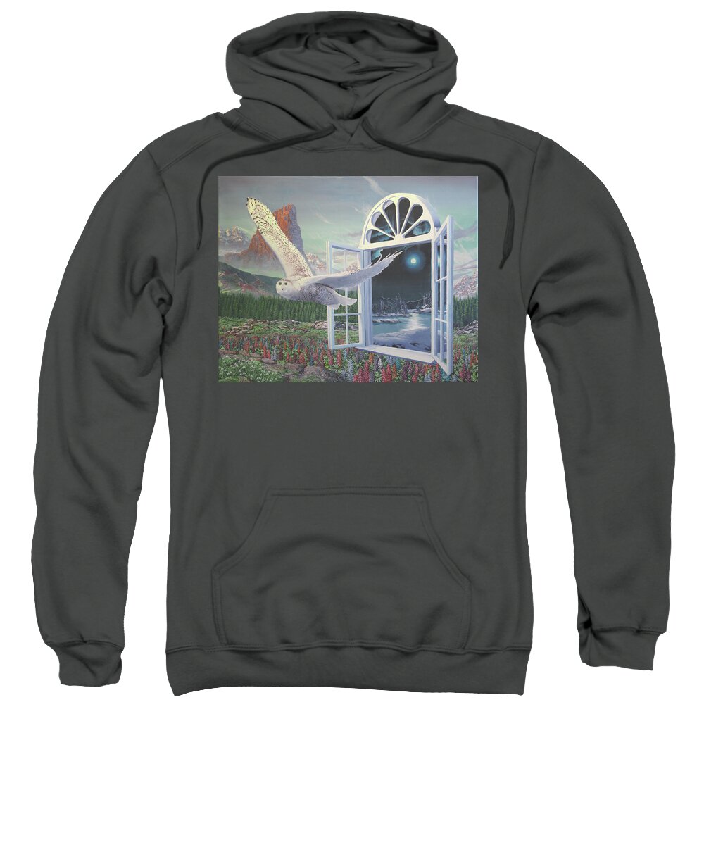 Snowy Sweatshirt featuring the painting On the Wing by Michael Goguen
