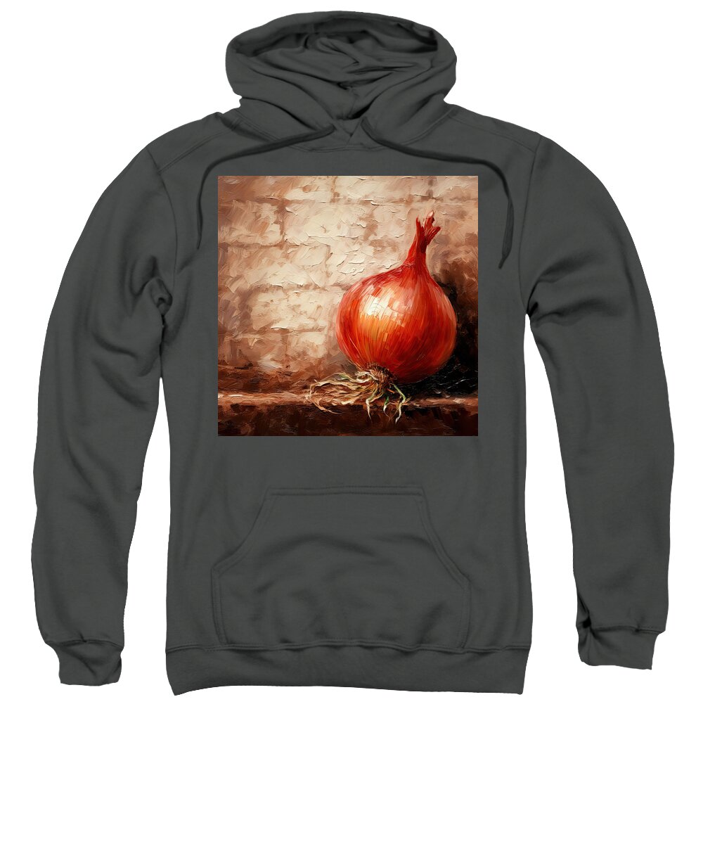 Onion Sweatshirt featuring the digital art Onions Kitchen Art by Lourry Legarde