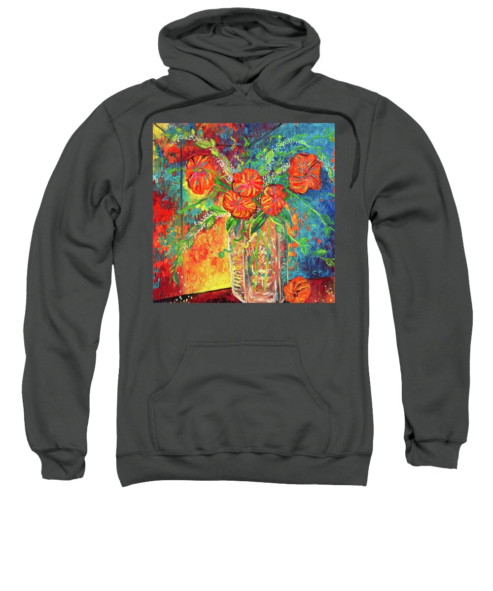  Sweatshirt featuring the painting Orange and teal by Chiara Magni