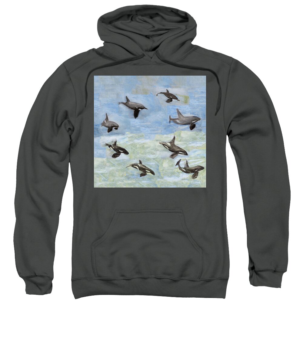 Orca Sweatshirt featuring the painting Orca Killer Whale Pod by Phillip Jones