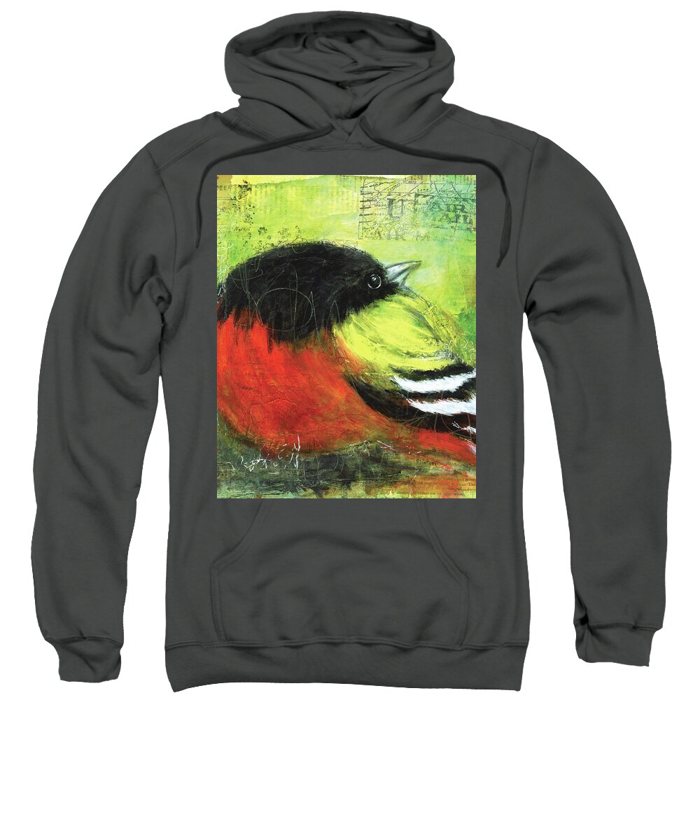 Oriole Sweatshirt featuring the painting Oriole by Patricia Lintner