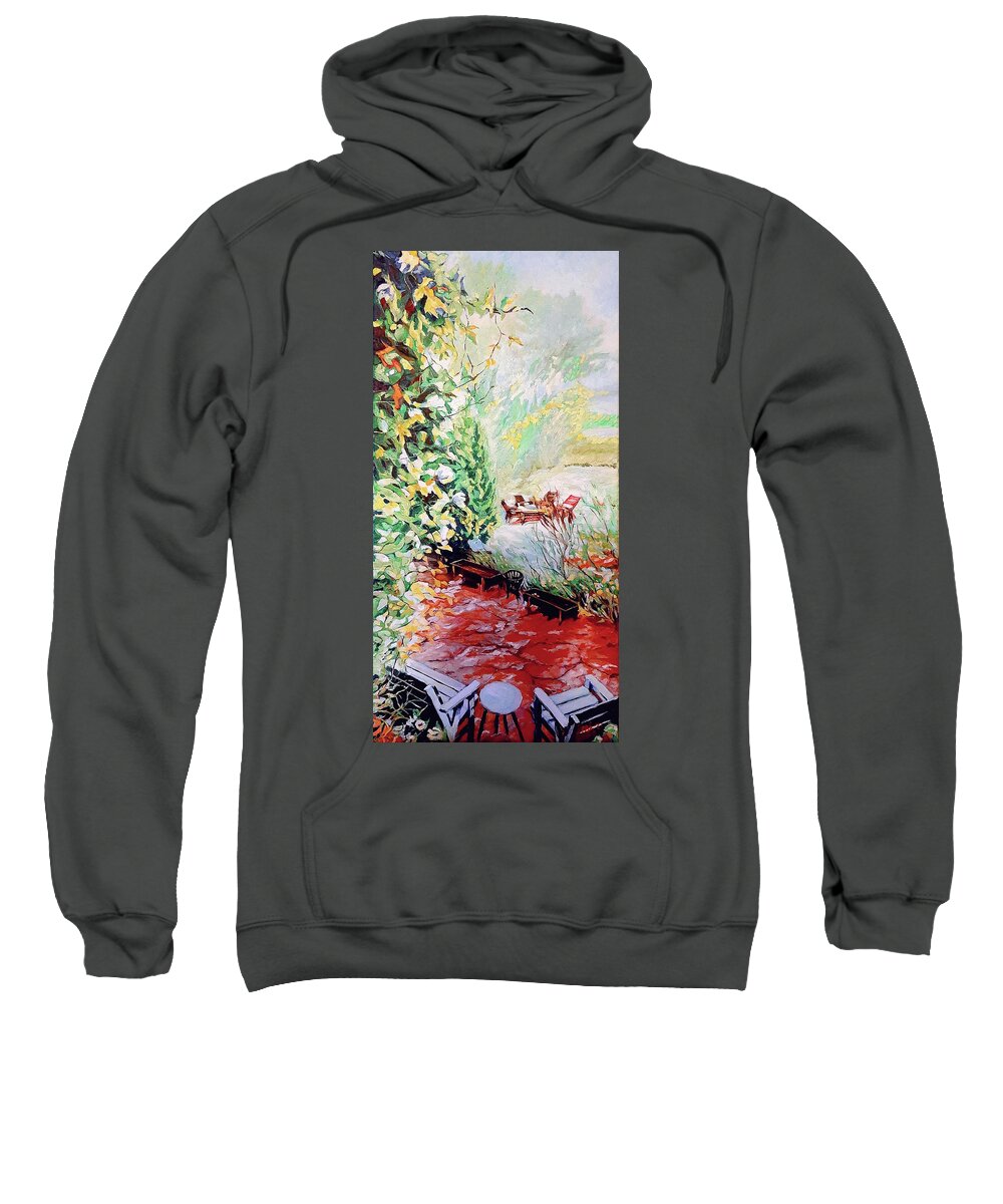 Outdoor Sweatshirt featuring the painting Outside the Window by Elaine Berger