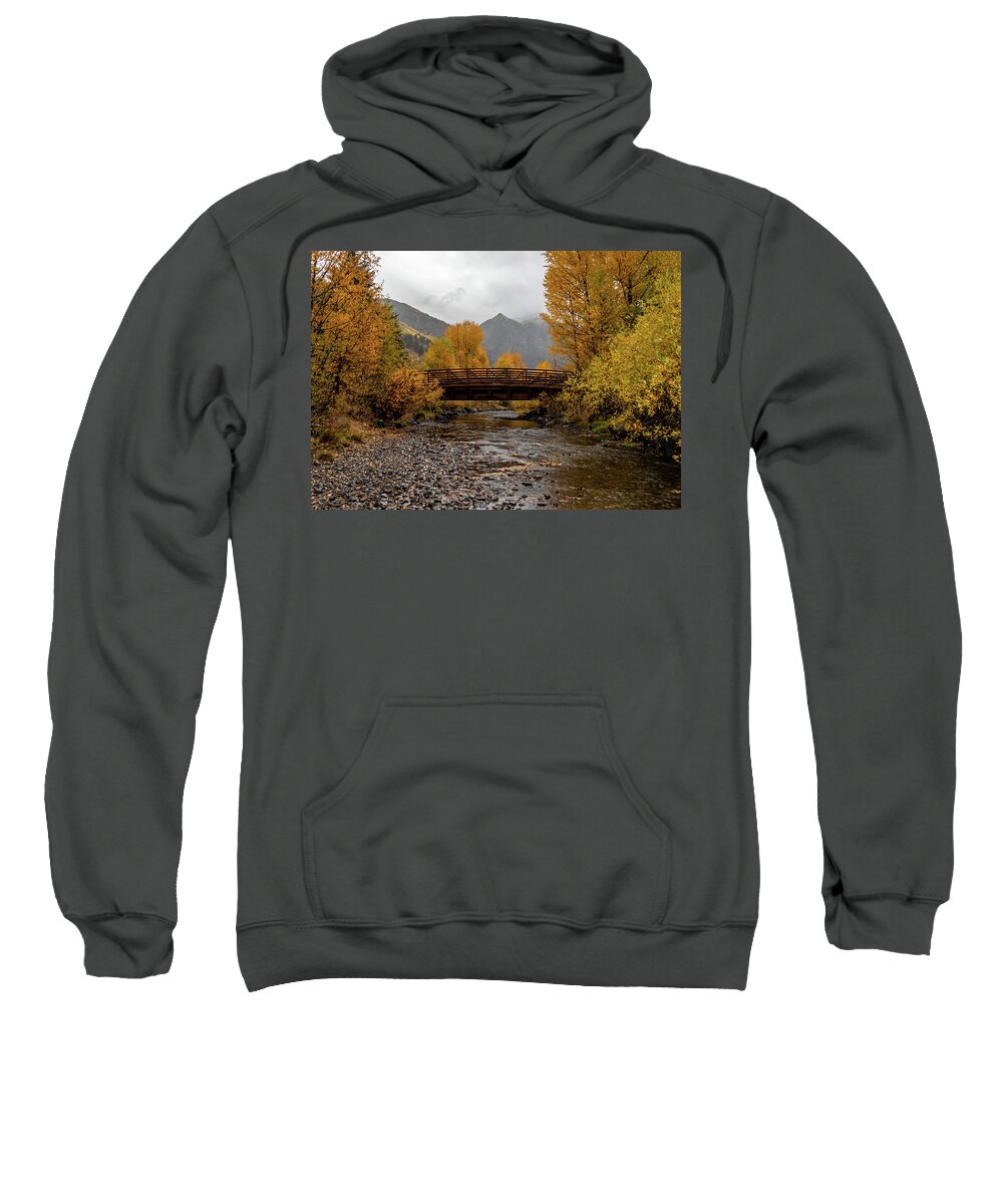 Telluride Bridge Sweatshirt featuring the photograph Over the River by Norma Brandsberg