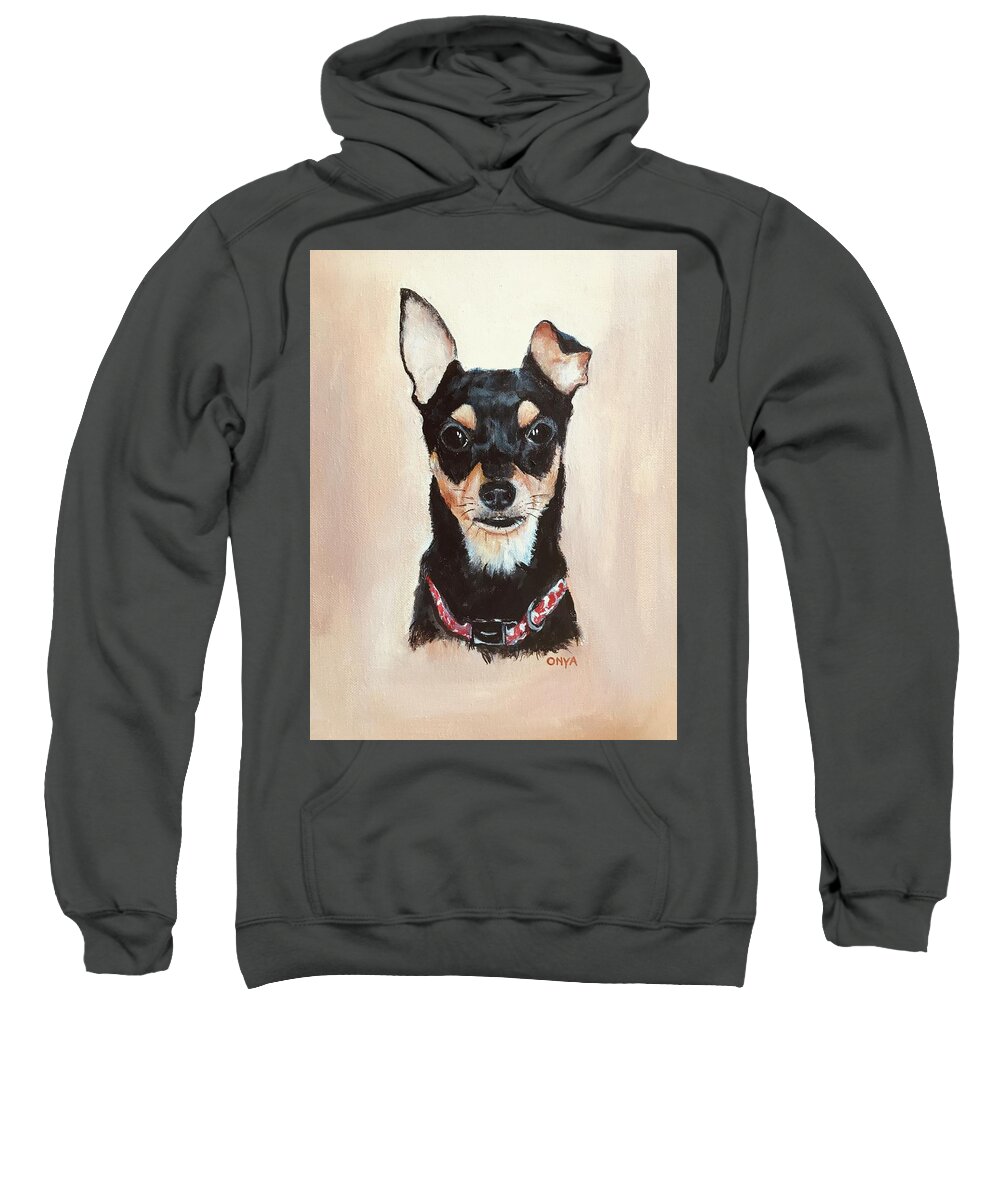 Small Dog Sweatshirt featuring the painting Ozzie by Ellen Canfield