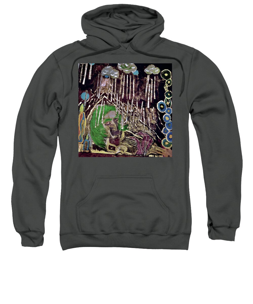  Sweatshirt featuring the painting Paganini Reign by Bencasso Barnesquiat