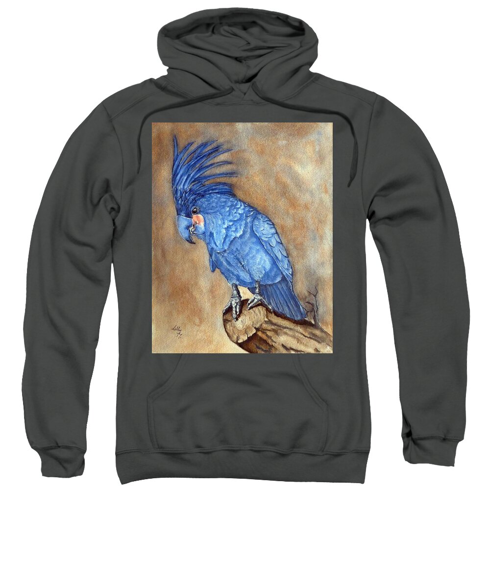 Palm Cockatoo Sweatshirt featuring the painting Palm Cockatoo Blue by Kelly Mills