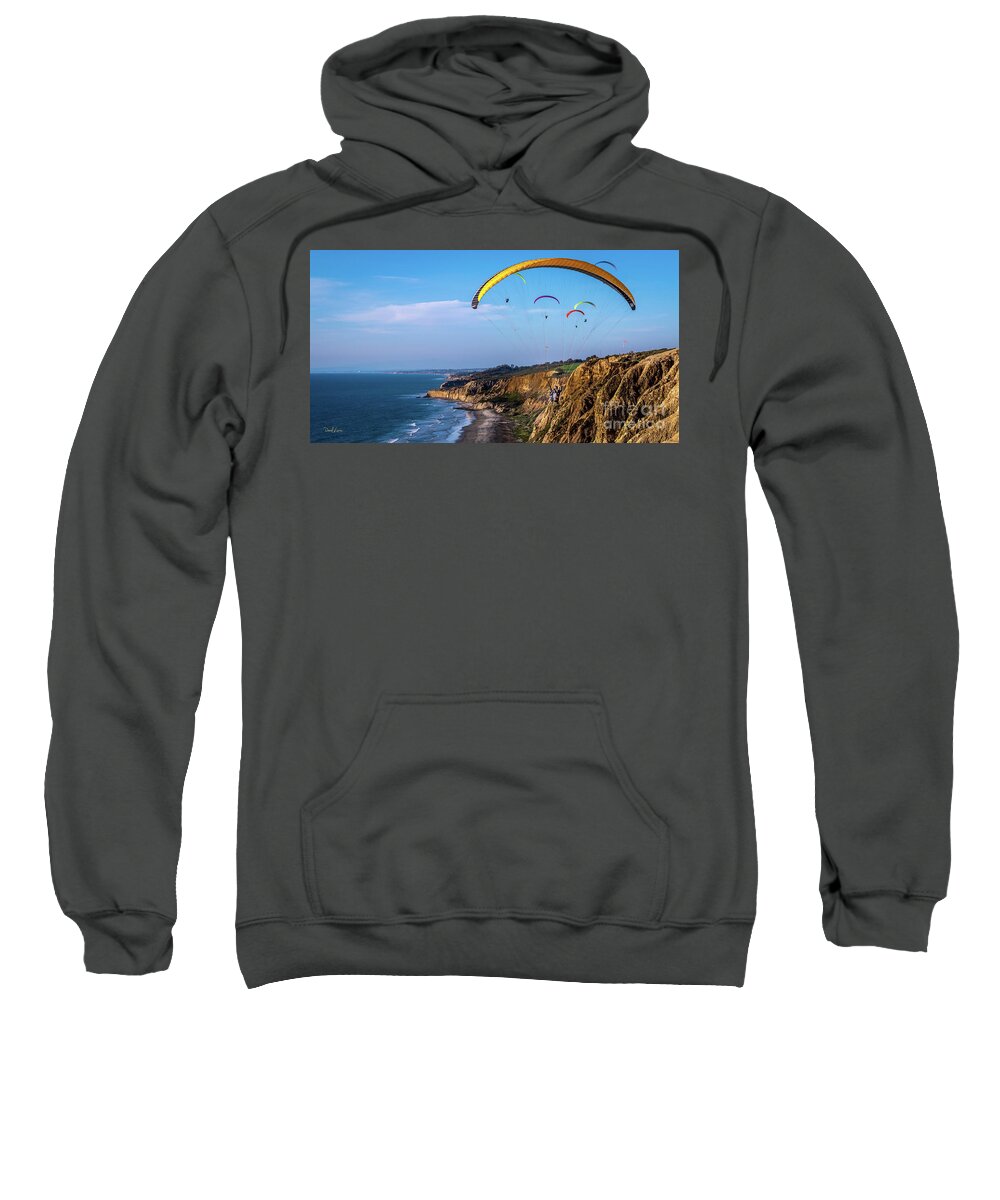 Beach Sweatshirt featuring the photograph Paragliders Flying Over Torrey Pines by David Levin