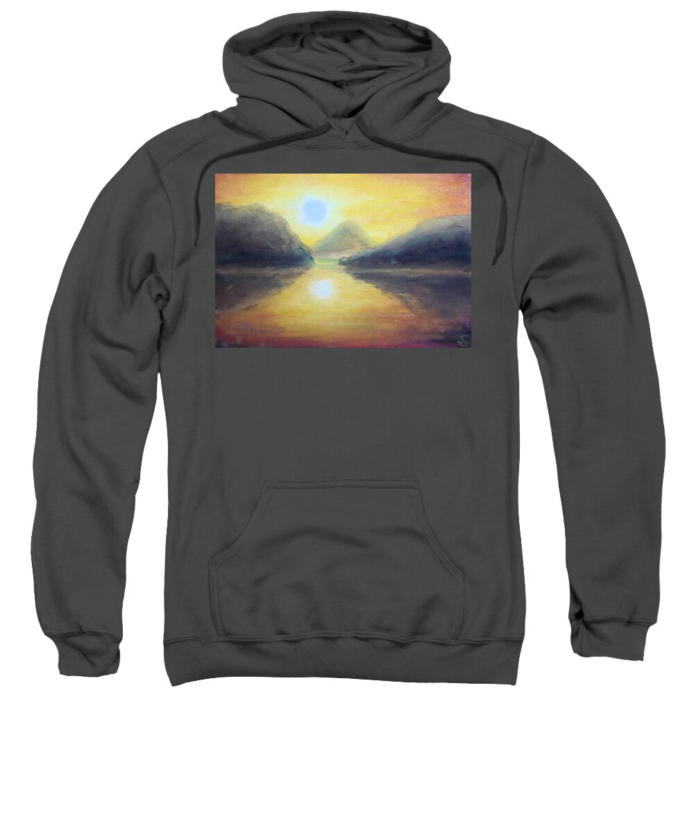 Sunset Sweatshirt featuring the painting Passionate Sea by Jen Shearer