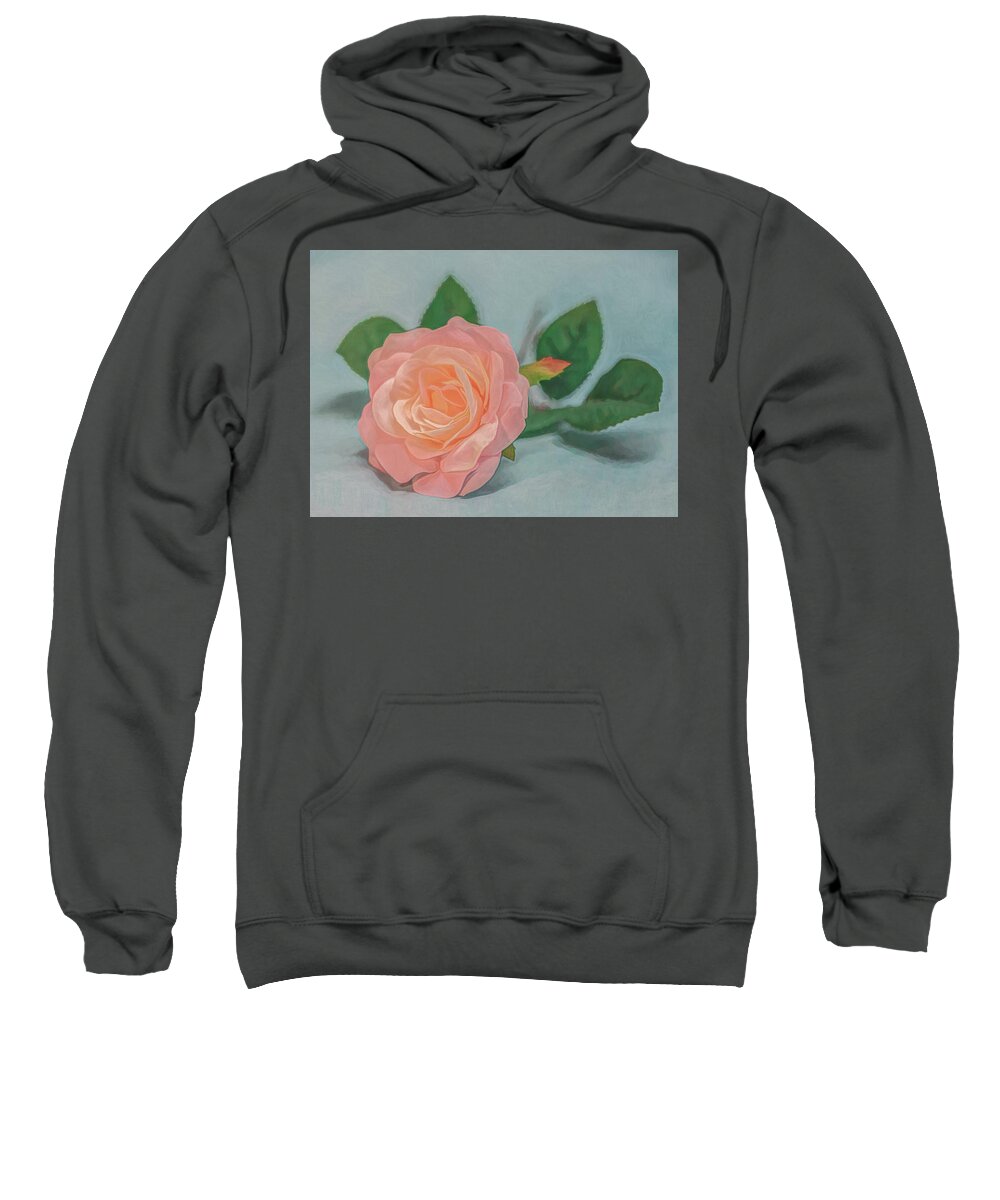 Roses Still Life Sweatshirt featuring the photograph Peach Rose Glow by Kevin Lane