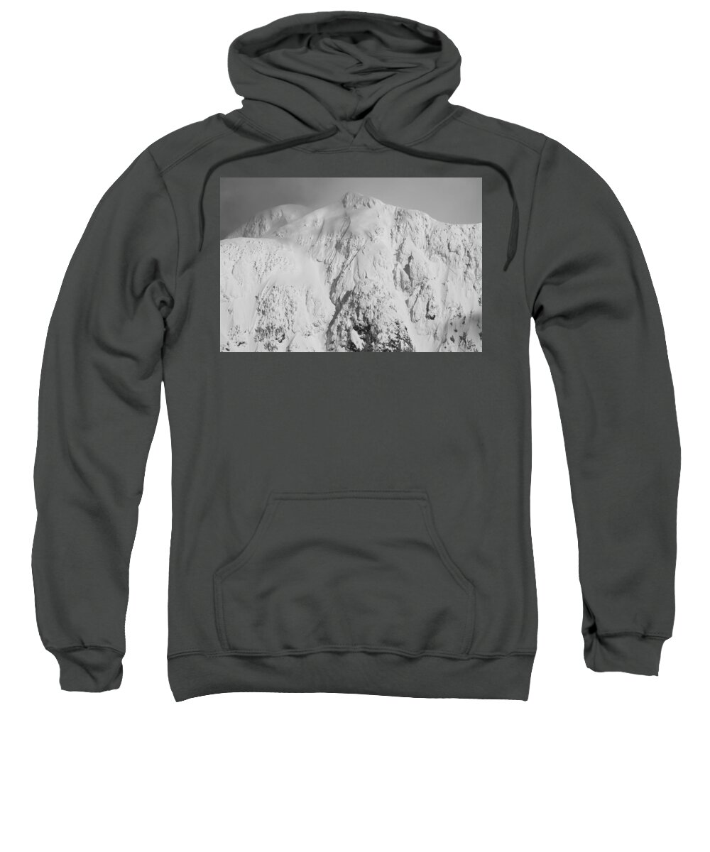 Snow Sweatshirt featuring the photograph Peak Snowdrifts - Black and White by Ian McAdie