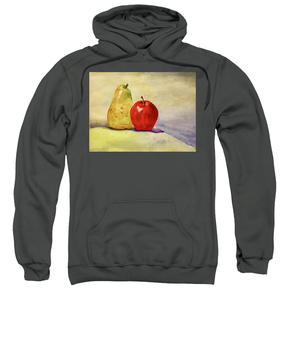 Fruit Sweatshirt featuring the painting Pear with Apple by Peggy Rose