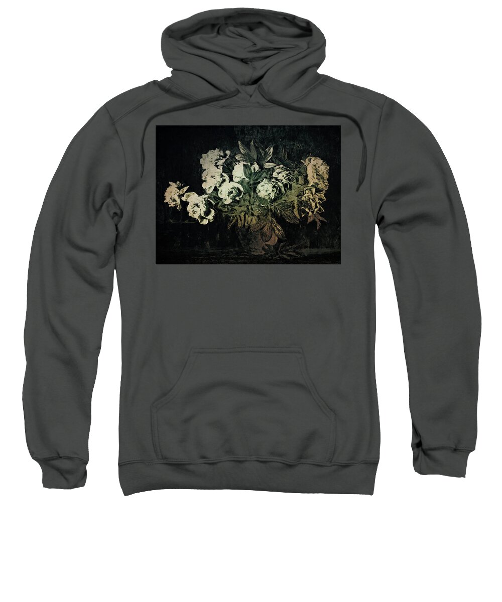 Still Life Sweatshirt featuring the photograph Peonies in the dark by Sandra Selle Rodriguez