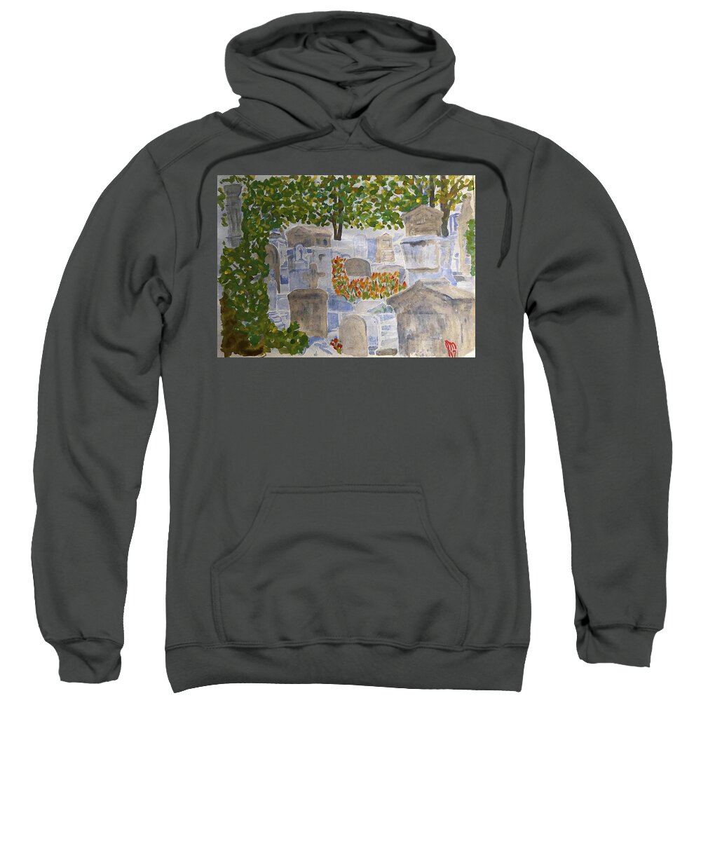  Sweatshirt featuring the painting Pere Lachaise Cemetary by John Macarthur