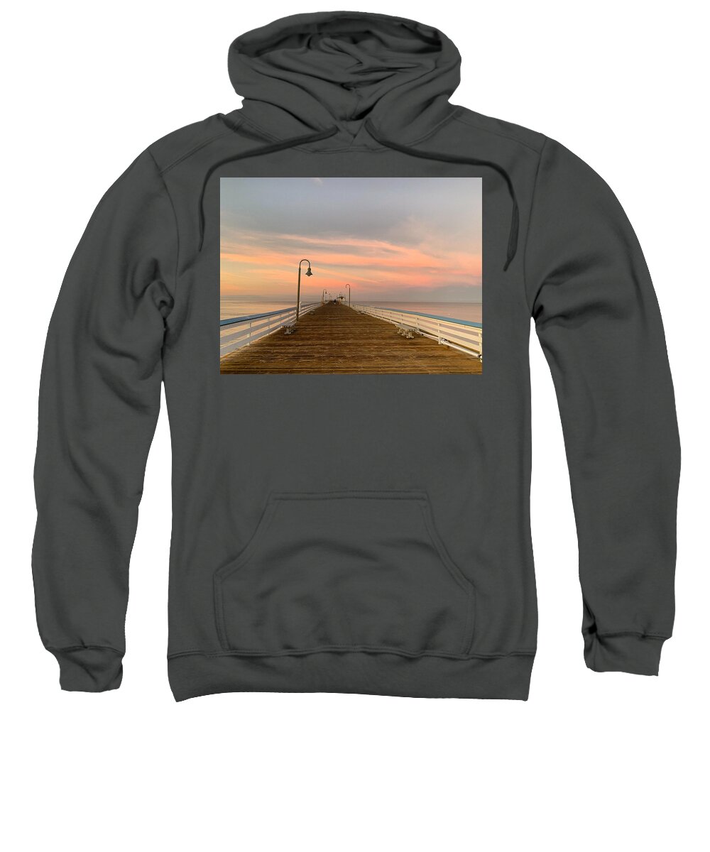 Sunrise Sweatshirt featuring the photograph Pier Sunrise by Brian Eberly