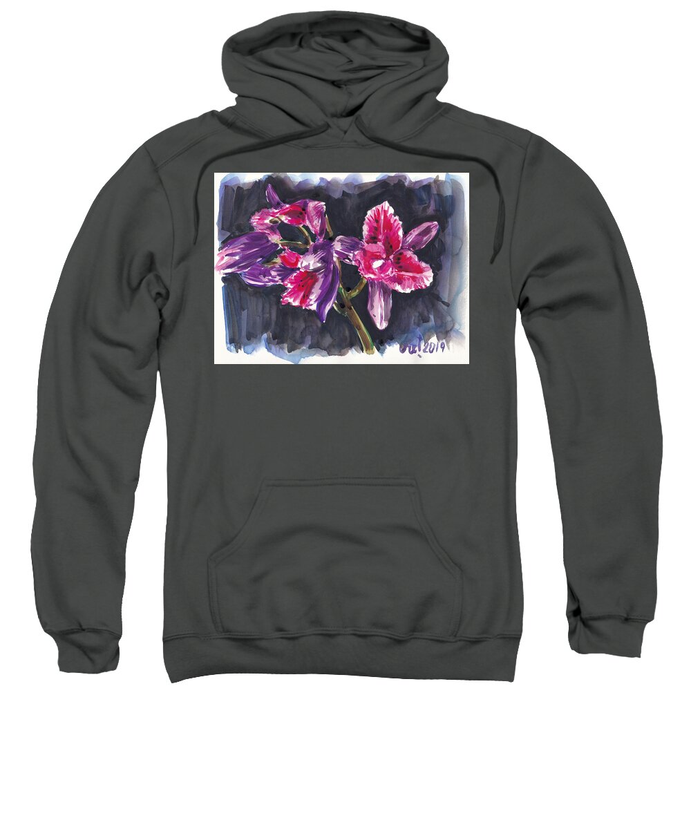 Orchids Sweatshirt featuring the painting Pink Orchids by George Cret