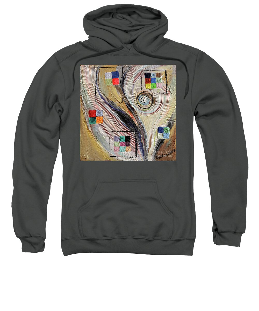 Geometric Art Sweatshirt featuring the painting Pixelization #5 by Elena Kotliarker