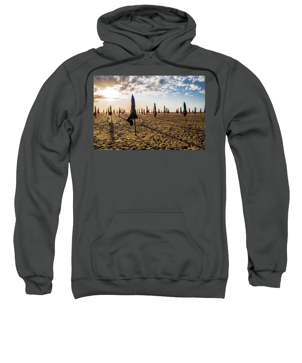 Plage De Deauville Sweatshirt featuring the photograph Plage de Deauville at sunset by Fabiano Di Paolo