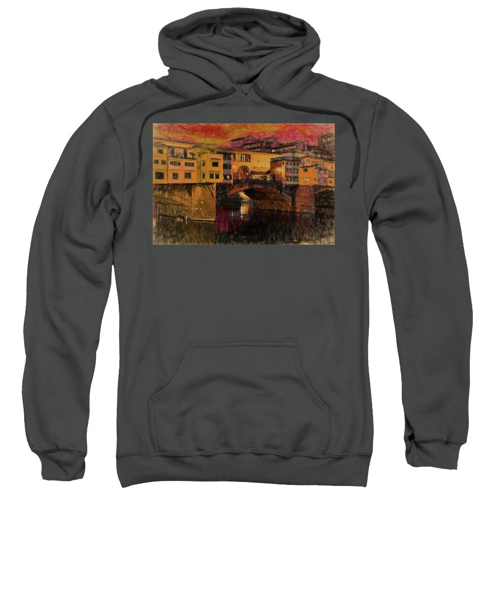 Ponte Vecchio Sweatshirt featuring the digital art Ponte Vecchio #2 by Phil Dyer