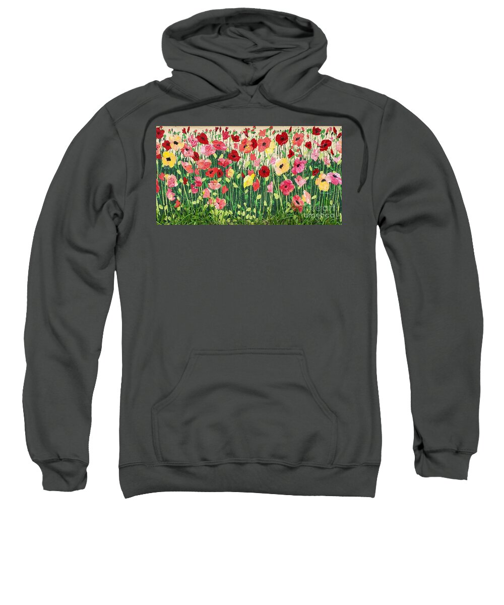 Mural Sweatshirt featuring the painting Poppies mural by Merana Cadorette