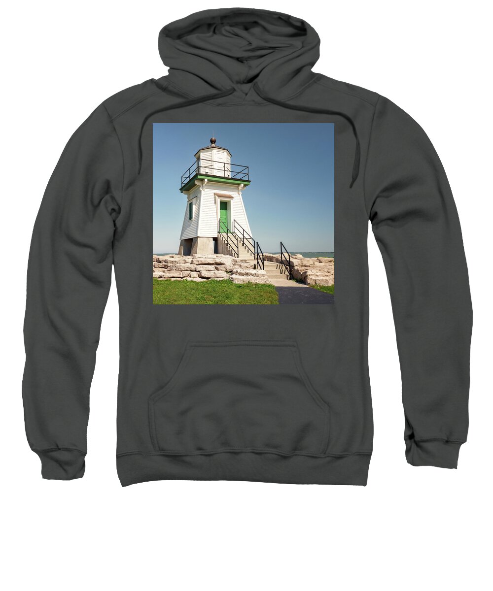 Port Clinton Lighthouse Sweatshirt featuring the photograph Port Clinton Lighthouse Up Close 1 by Marianne Campolongo
