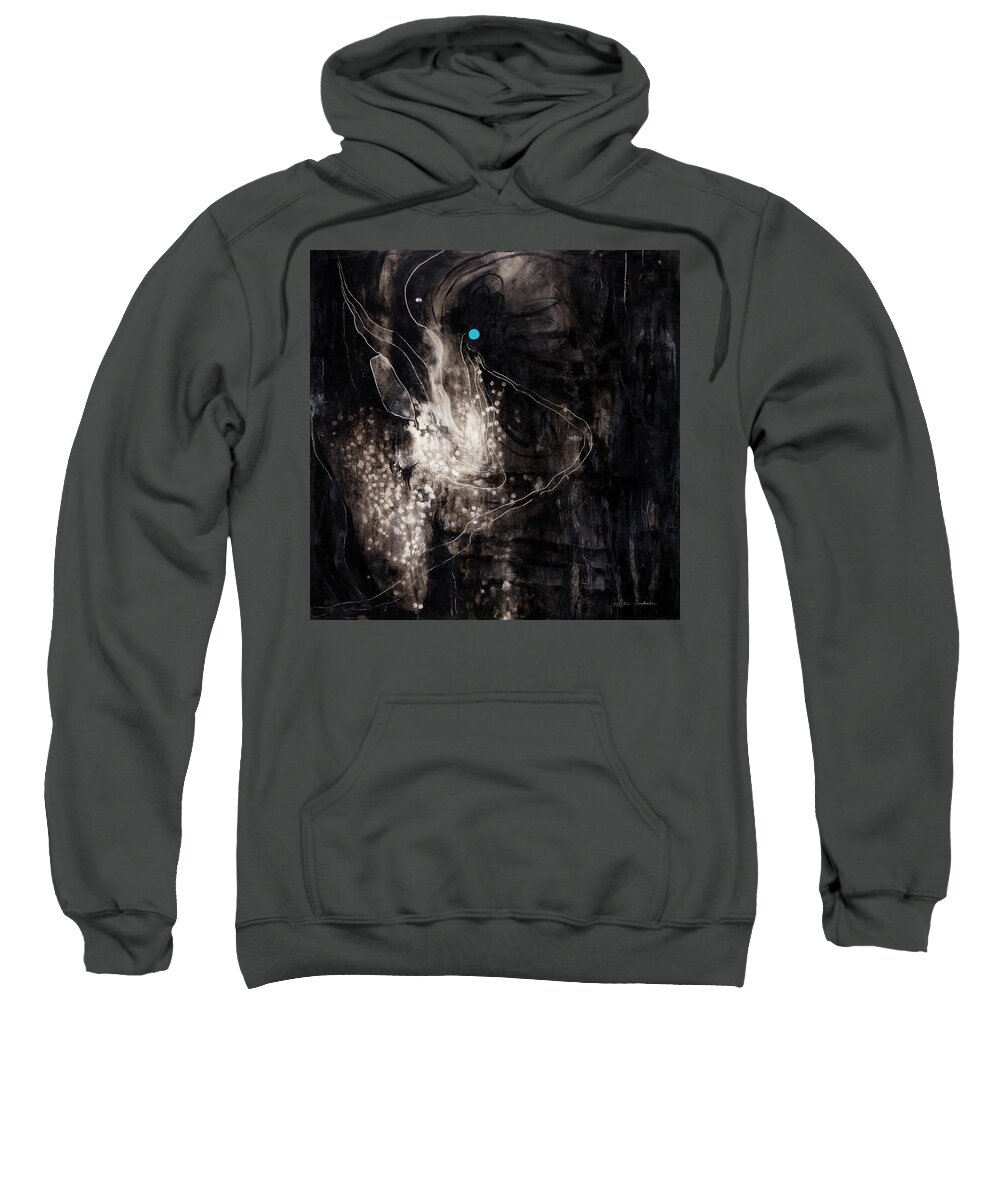 Nikita Coulombe Sweatshirt featuring the painting Portal II - Blue Dot by Nikita Coulombe