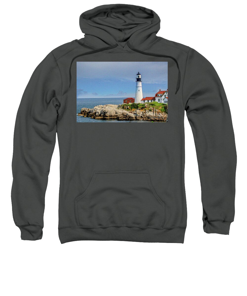 Cape Elizabeth Sweatshirt featuring the digital art Portland Head Lighthouse by Patti Powers
