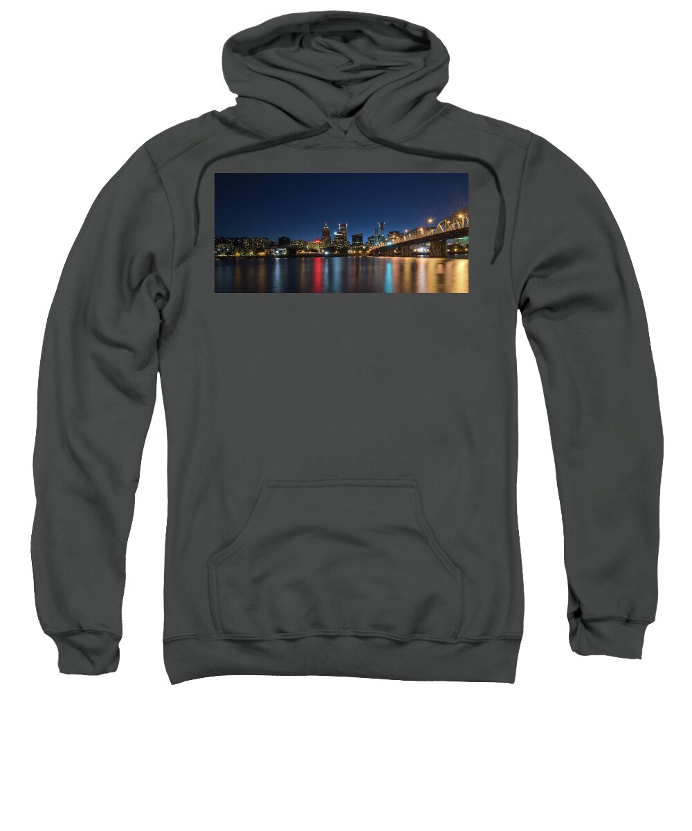 Portland Sweatshirt featuring the photograph Portland Oregon Nightscape by Don Schwartz