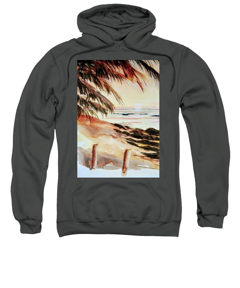 Seascape Sweatshirt featuring the painting Praia Zavial by Sandie Croft