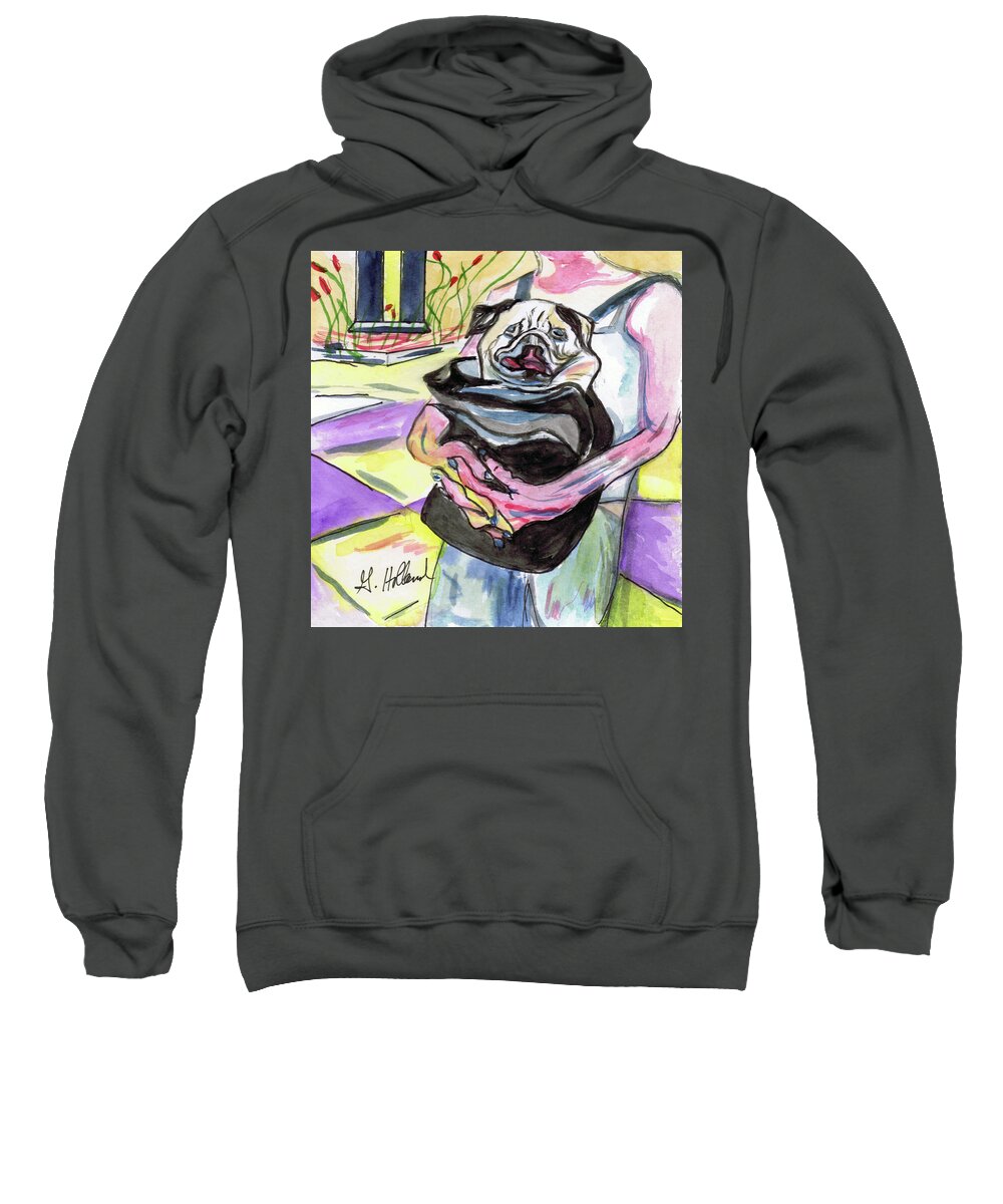 Dog Sweatshirt featuring the painting Pug's Life by Genevieve Holland