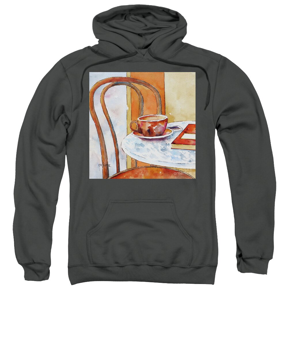Coffee Signs Sweatshirt featuring the painting Pull Up A Chair by Pat Katz