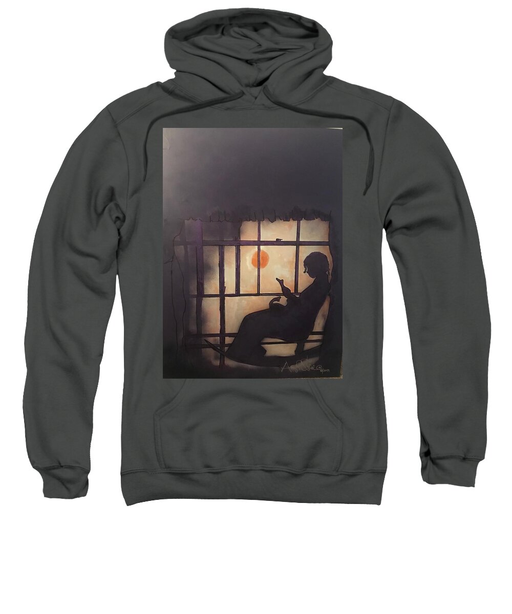  Sweatshirt featuring the painting Purple by Angie ONeal