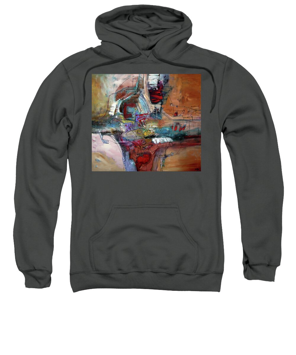 Abstract Sweatshirt featuring the painting Quantum Leap by Jim Stallings