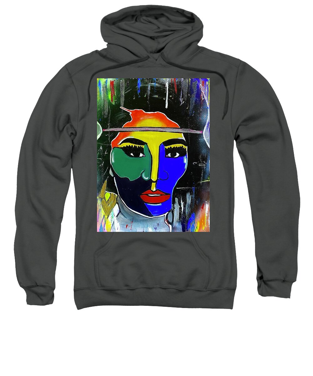  Sweatshirt featuring the painting Queen of Color by Shemika Bussey