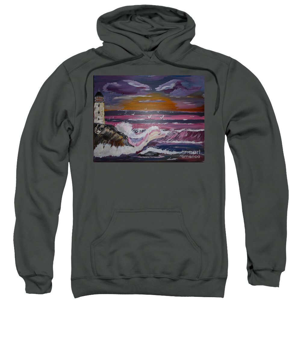 Seascape Sweatshirt featuring the painting Raging Sea Painting # 363 by Donald Northup
