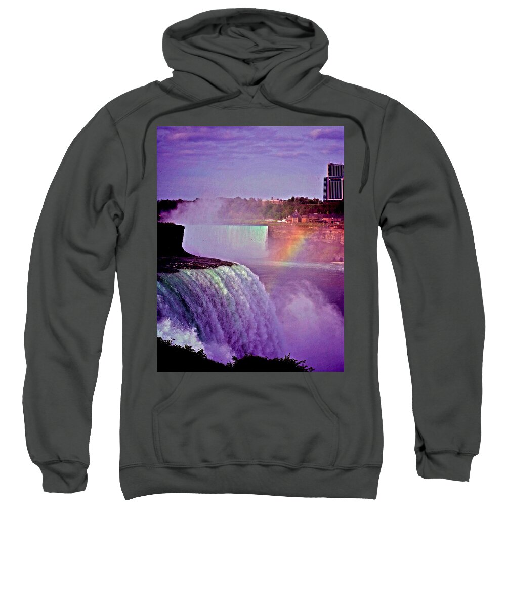 Rainbow Sweatshirt featuring the photograph Rainbow over the Niagara Falls by Bess Carter