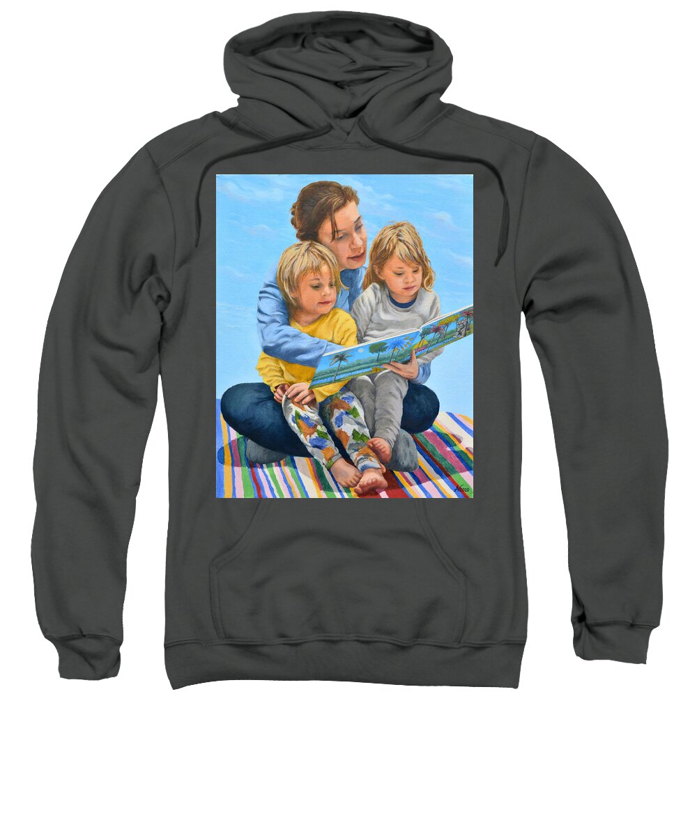 Portraits Sweatshirt featuring the painting Reading Time by Alex Vishnevsky