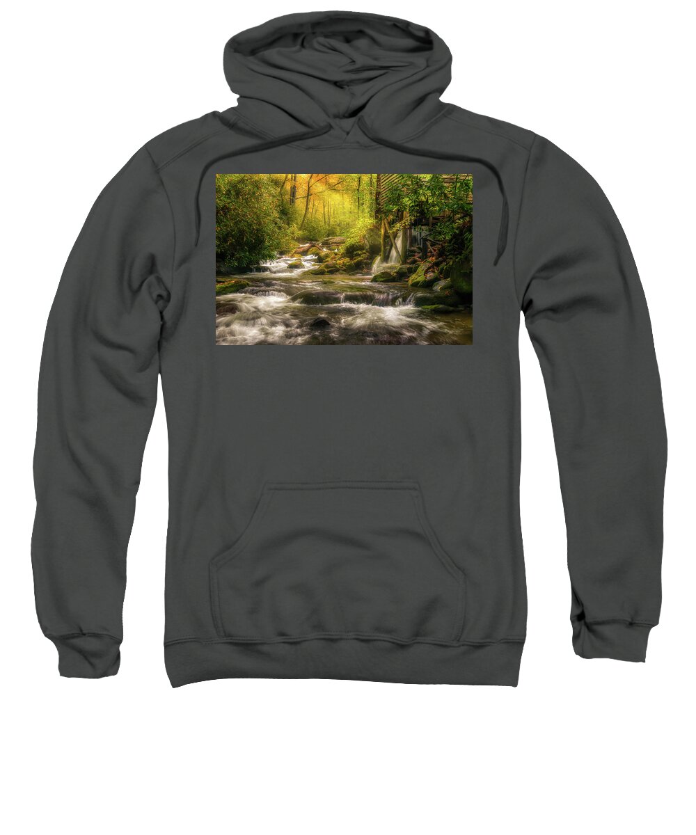 Creek Sweatshirt featuring the photograph Reagan's Place Mill - Creek Side by Kenneth Everett