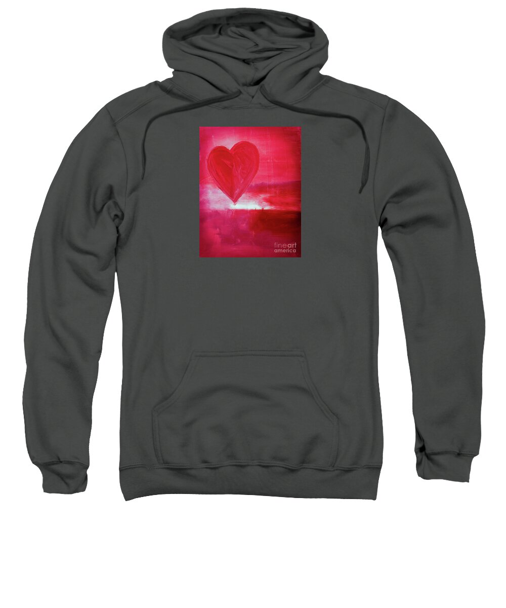 Red Sweatshirt featuring the painting Red Heart by Stella Levi