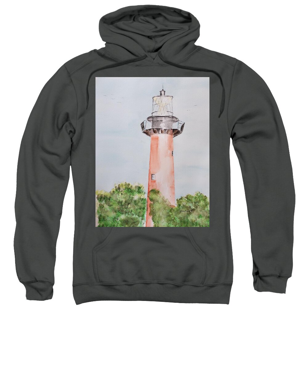 Lighthouse Sweatshirt featuring the painting Red Lighthouse by Claudette Carlton