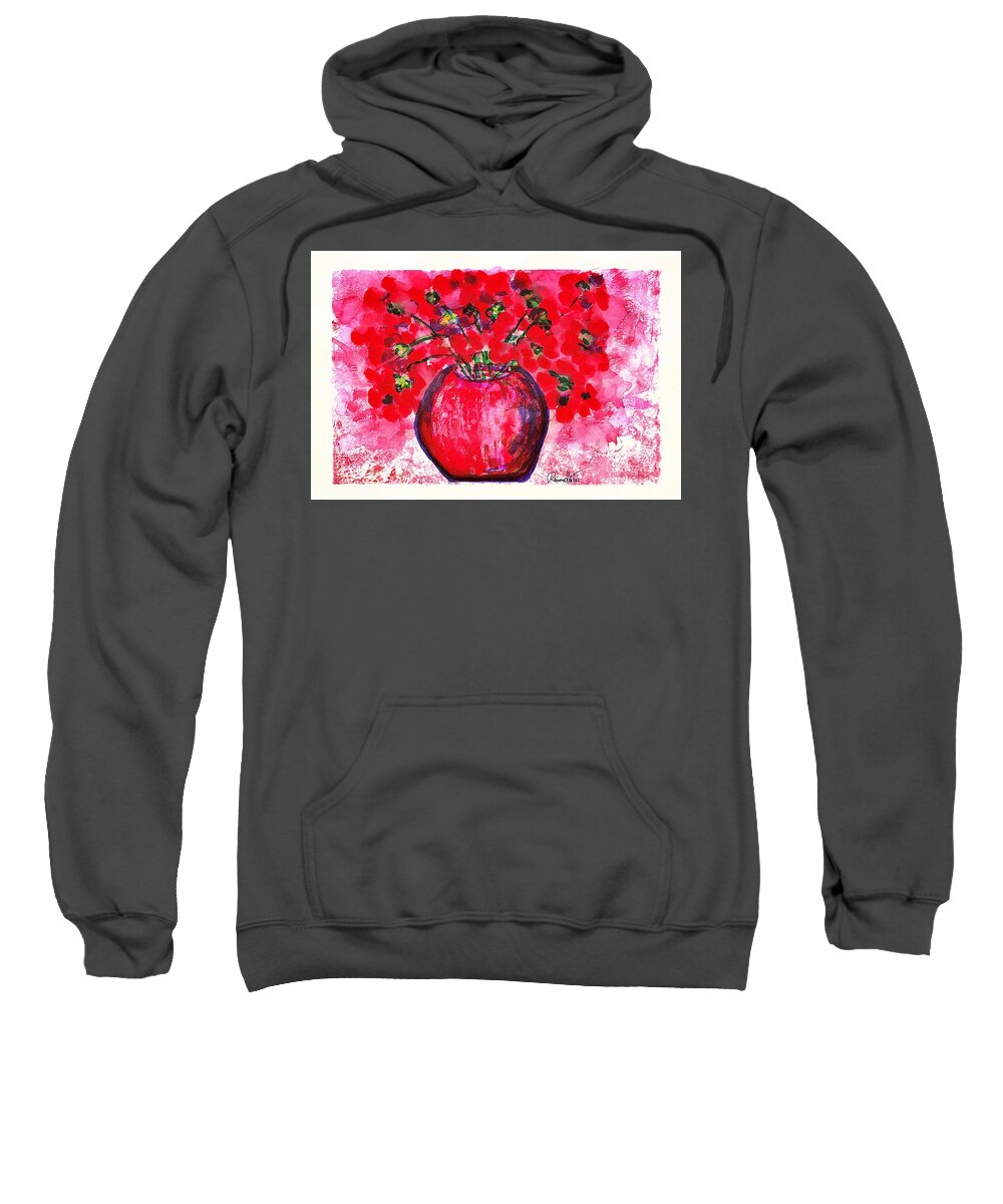 Red Sweatshirt featuring the painting Red Reverie by Ramona Matei