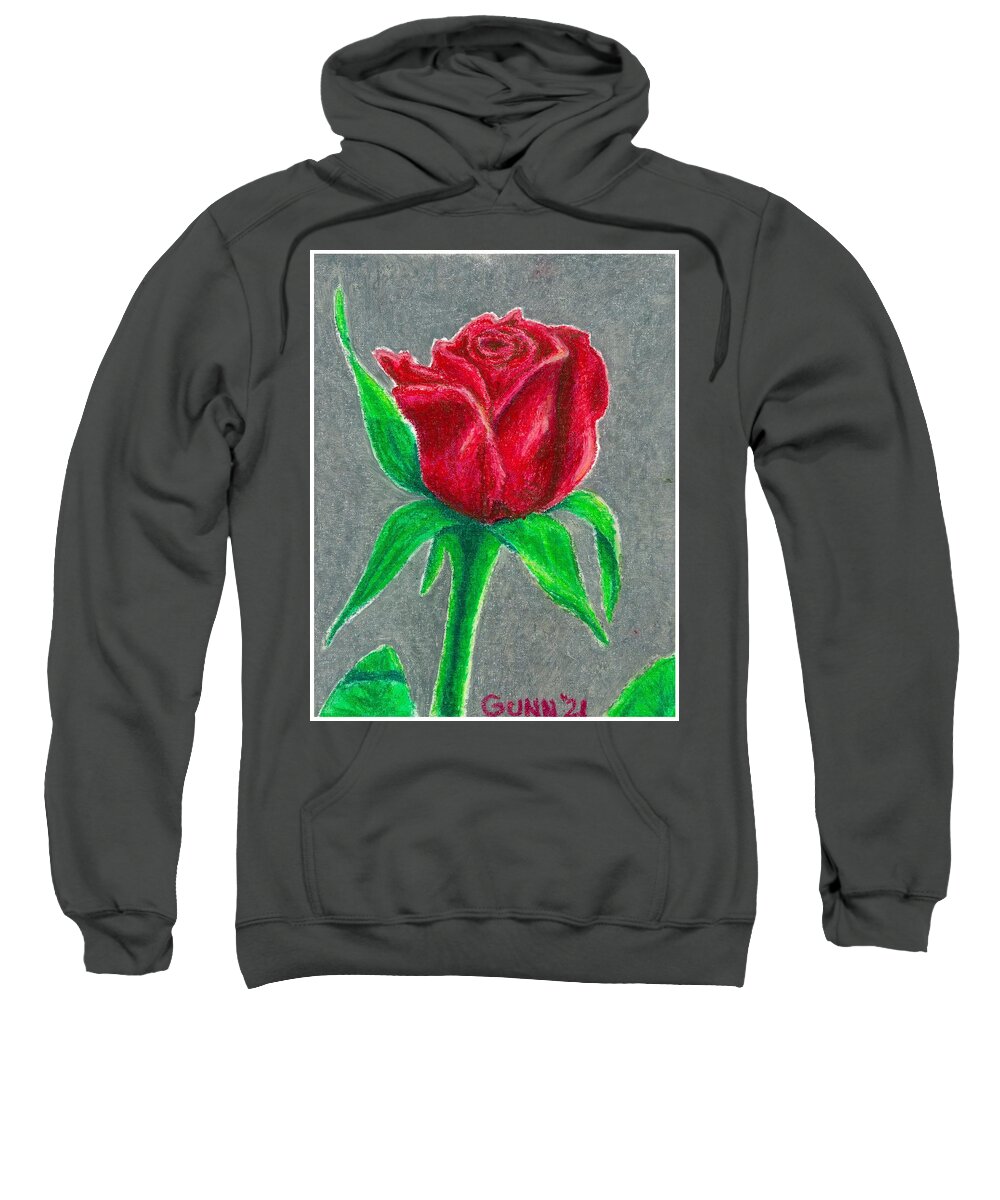 Rose Sweatshirt featuring the pastel Red Rose 1 by Katrina Gunn