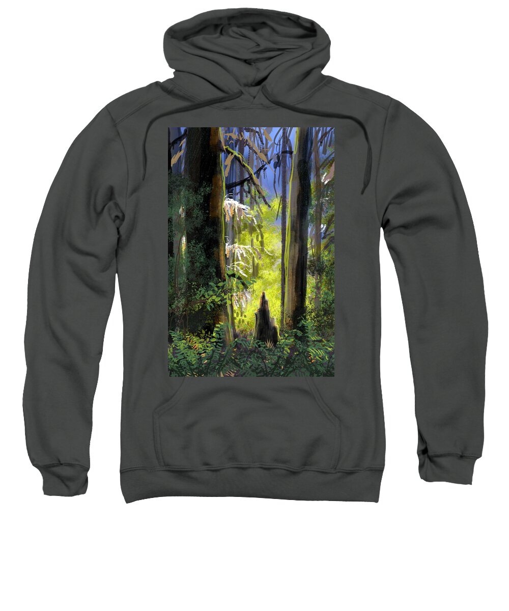 Redwoods Sweatshirt featuring the digital art Redwoods by Don Morgan
