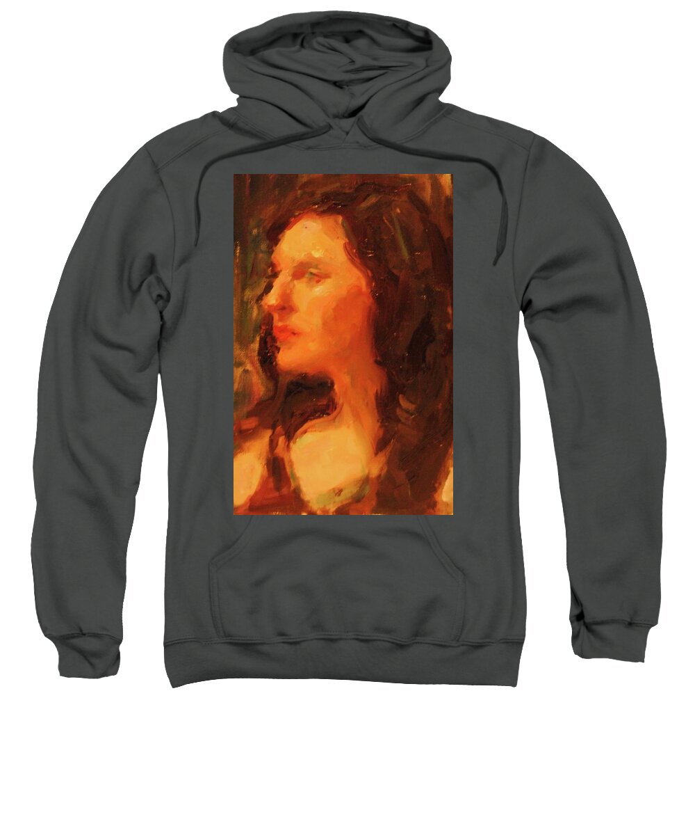 Portrait Sweatshirt featuring the painting Reflection by Ashlee Trcka