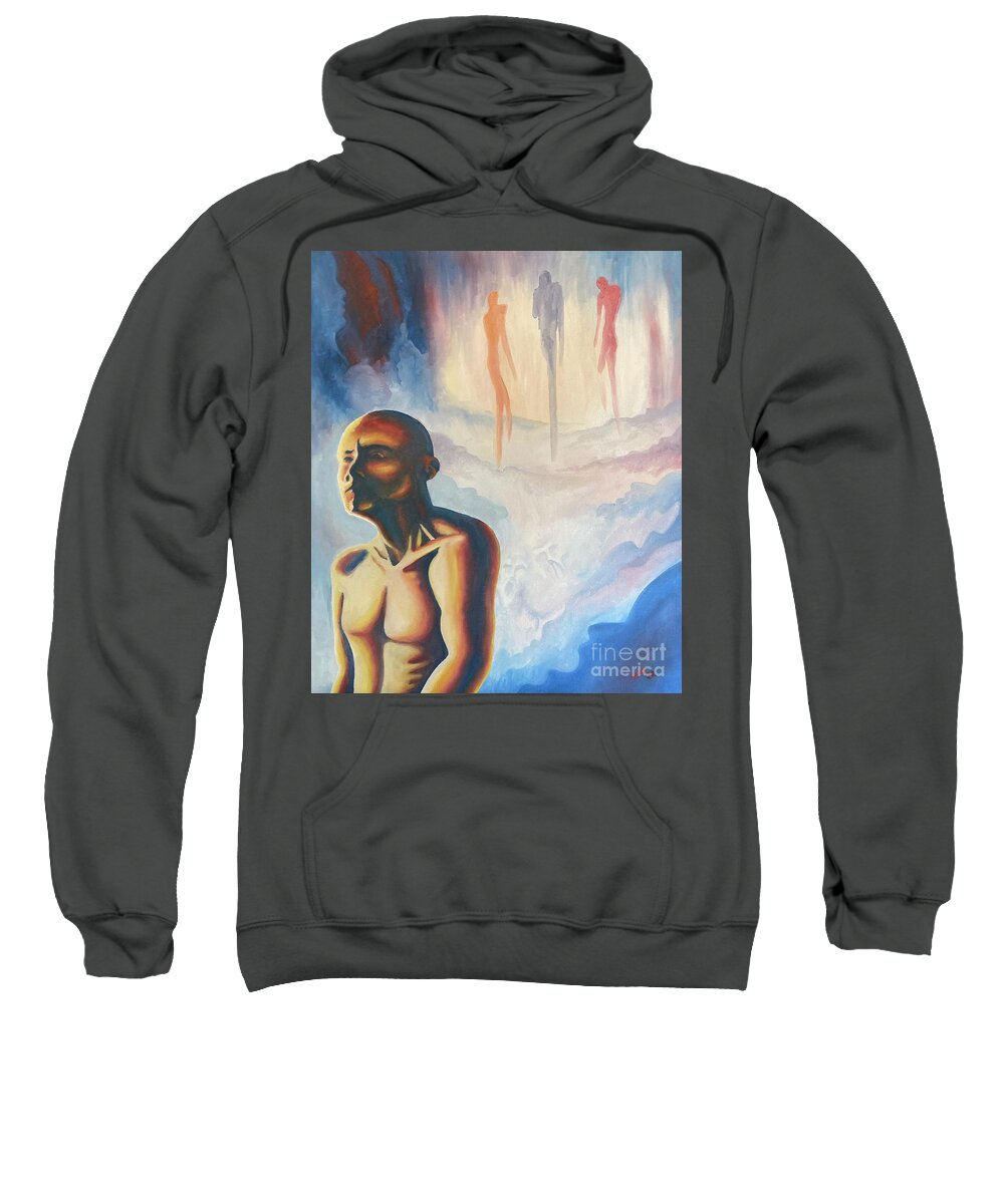 Sympathy Sweatshirt featuring the painting Reminisce by Michael TMAD Finney